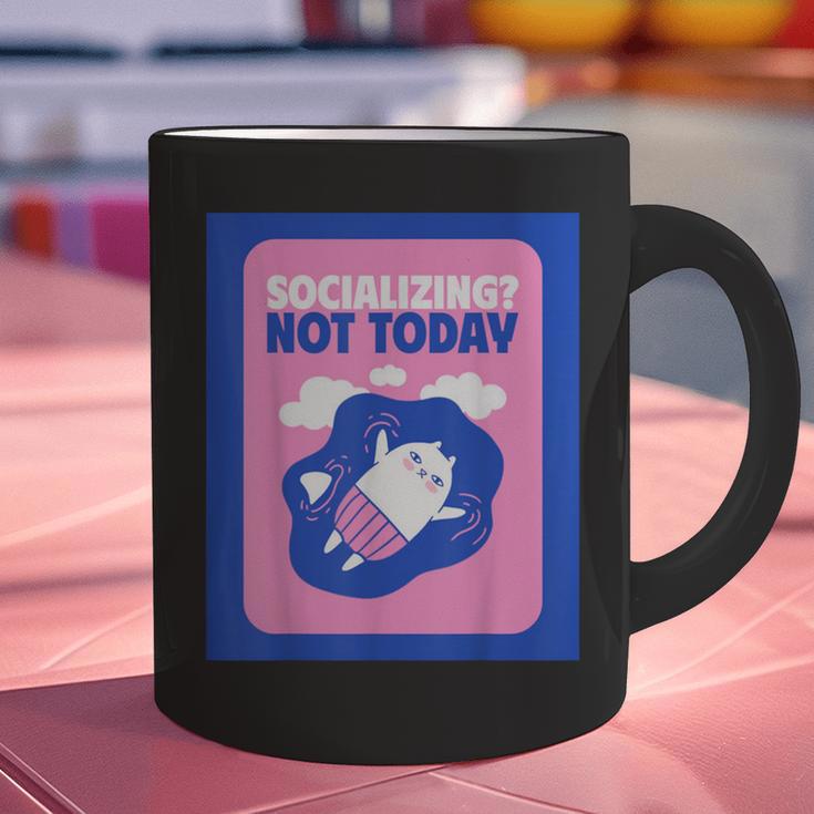 Not Today Cool Fun Cute Introvert Cat Character Graphic Print Coffee Mug Not Today Cool Fun Cute Introvert Cat Character Graphic Print Coffee Mug