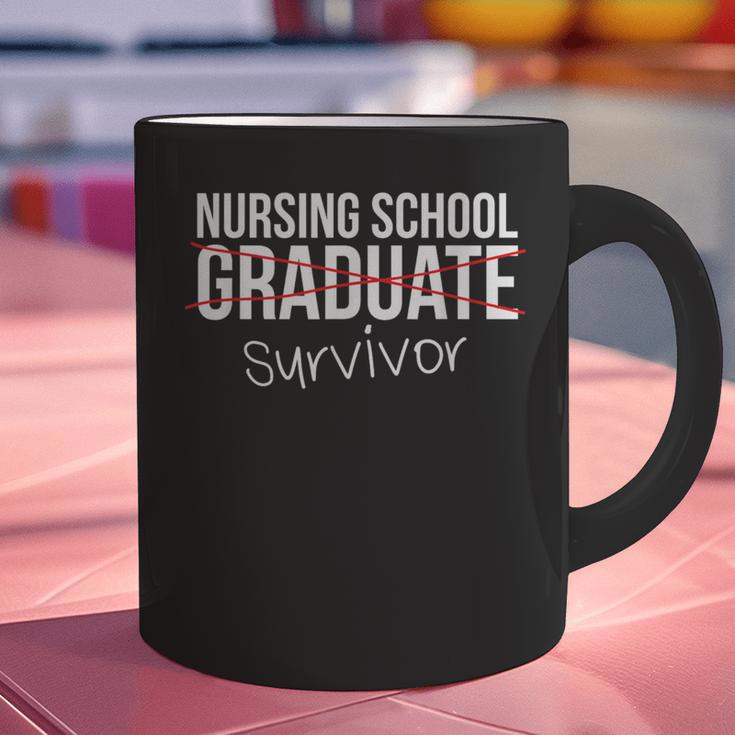 Nursing School Survivor Graduation T-Shirt Graphic Print Coffee Mug