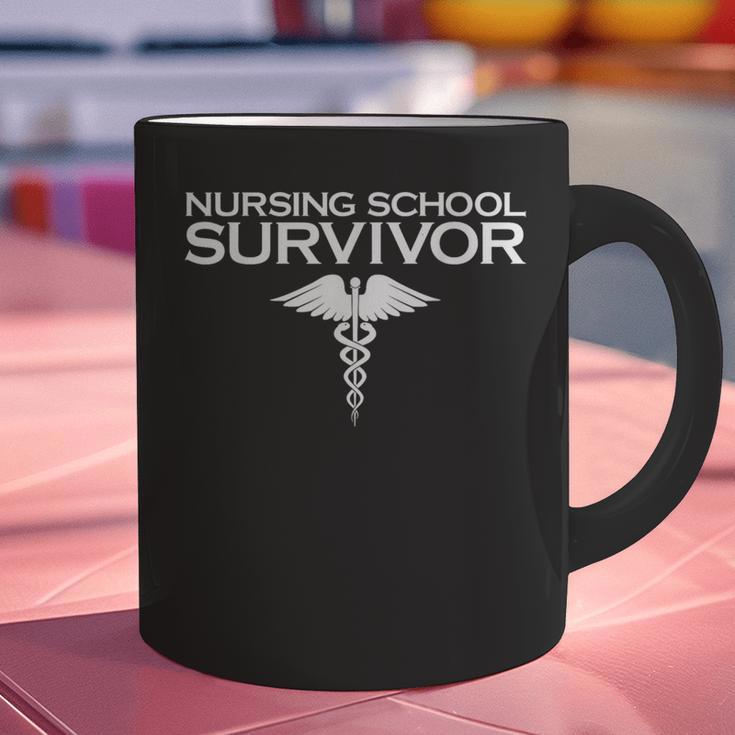 Nursing School Survivor TShirt Student Nurse Graduation Graphic Print Coffee Mug