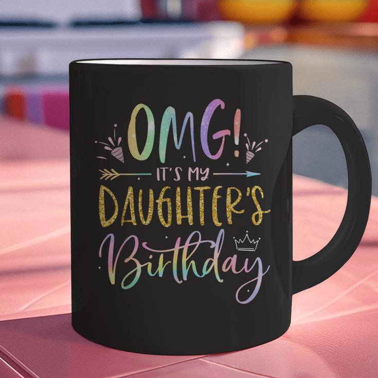 OMG It's My Daughter's Birthday Happy Bday Tie Dye Mom Dad Small Graphic Print Coffee Mug