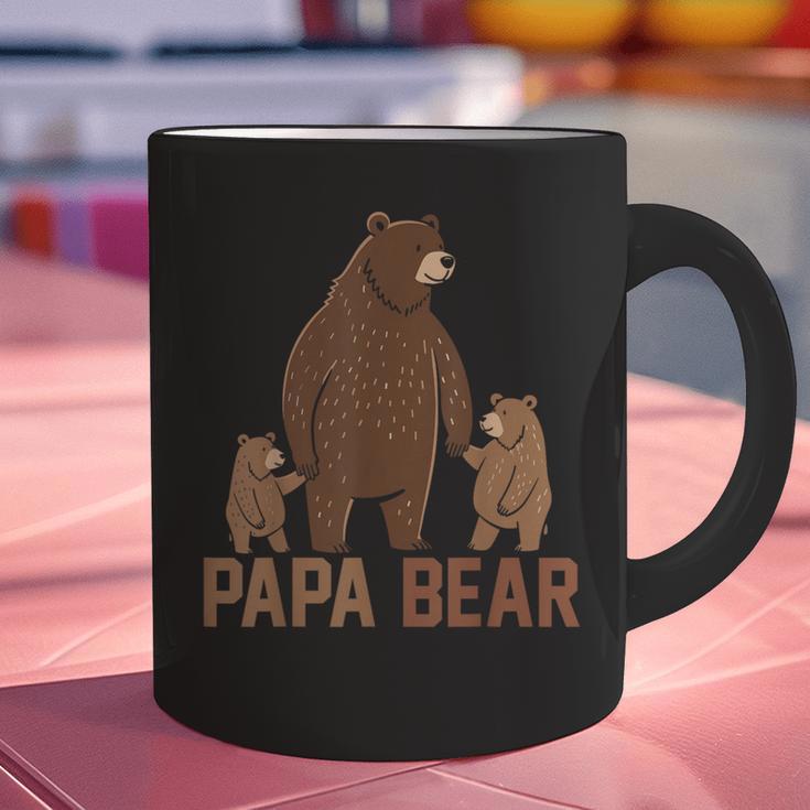 Papa Bear Dad Two Cubs Daddy Bear 2 Kids Father's Day Graphic Print Coffee Mug