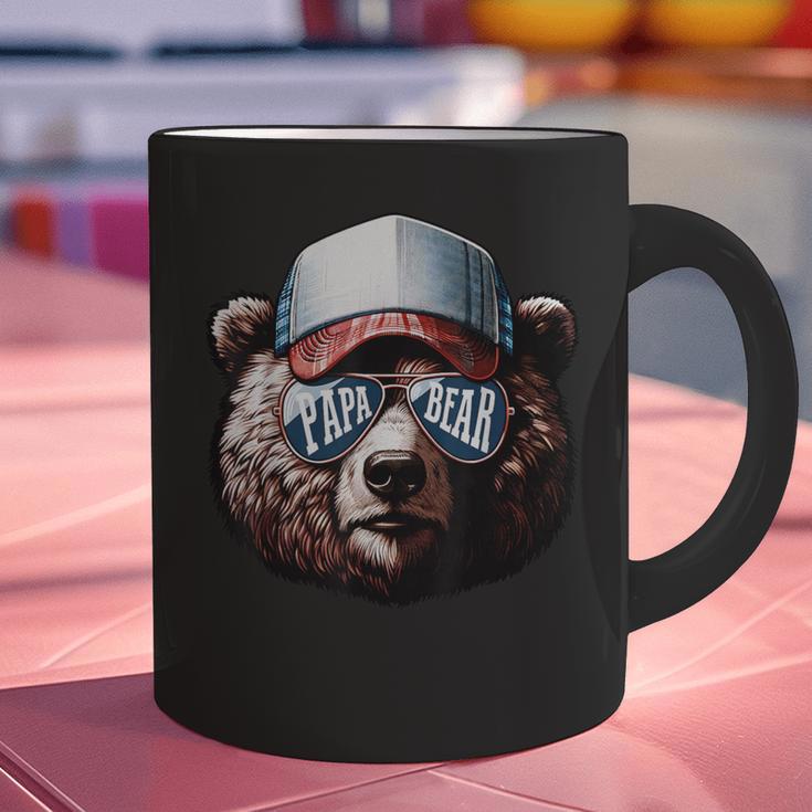 Papa Bear Face Cool Dad Style Retro Fathers Day Daddy Bear Graphic Print Coffee Mug