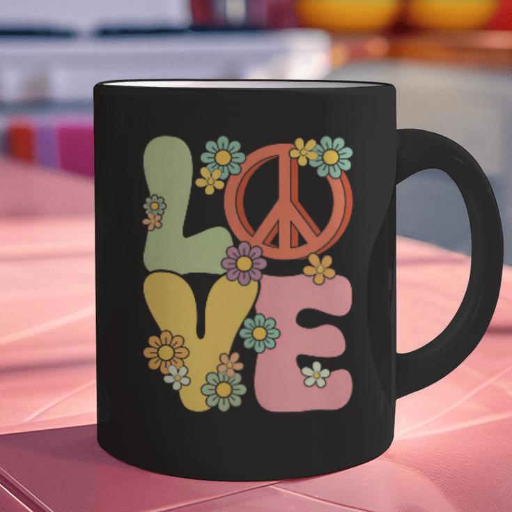 Peace Sign Love Groovy Vibes Costume Nostalgia 1980s Fashion Graphic Print Coffee Mug