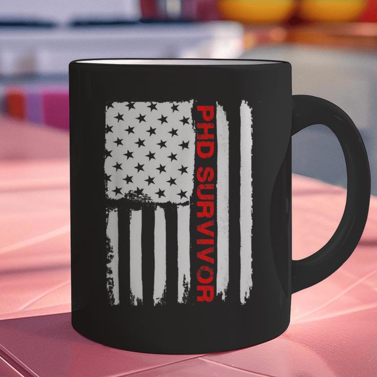 PhD Survivor Graduation American Flag Shirt Degree Tee Women Kids Men Graphic Print Coffee Mug