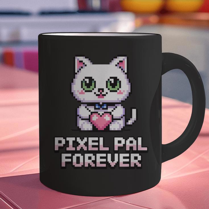 Pixel Art Pet Cat Y2K Retro Vintage Digital Nostalgia Tech Graphic Print Coffee Mug
