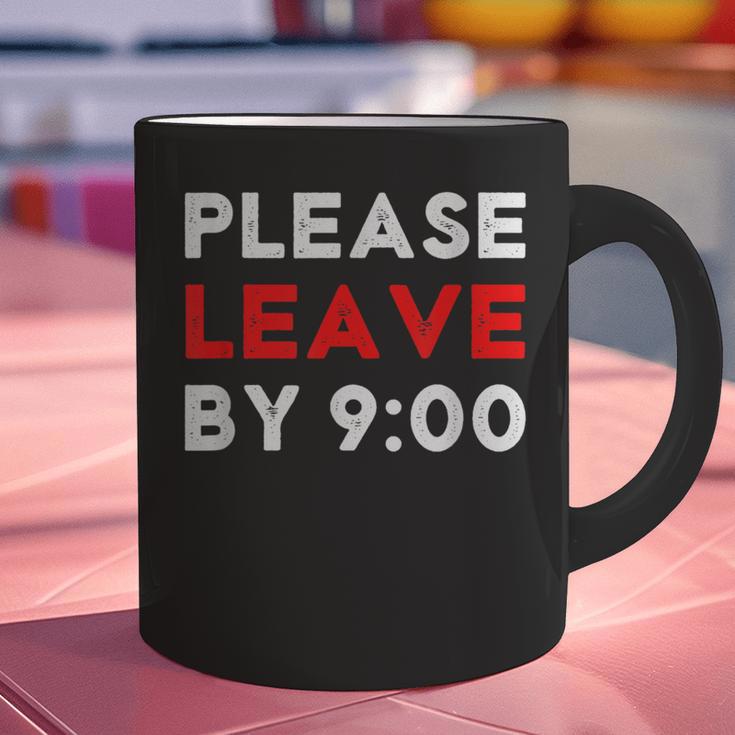 Please Leave By 9 Introvert Party Anti-Social Birthday Graphic Print Coffee Mug