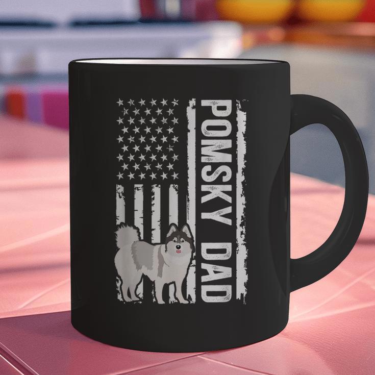 Pomsky Dad American Flag Pomsky Owner Pomsky Lover Graphic Print Coffee Mug