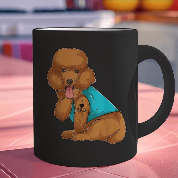 Poodle I Love Dad Tattoo Apparel Dog Dad Dads For Men Women Graphic Print Coffee Mug