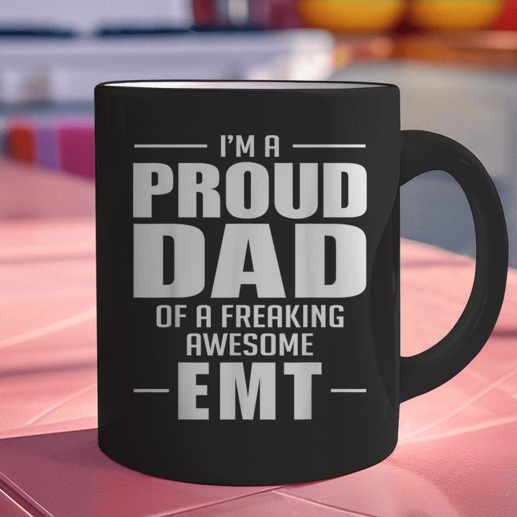 Proud Dad Of a Freaking Awesome EMT Emergency Medical Graphic Print Coffee Mug Proud Dad Of a Freaking Awesome EMT Emergency Medical Graphic Print Coffee Mug