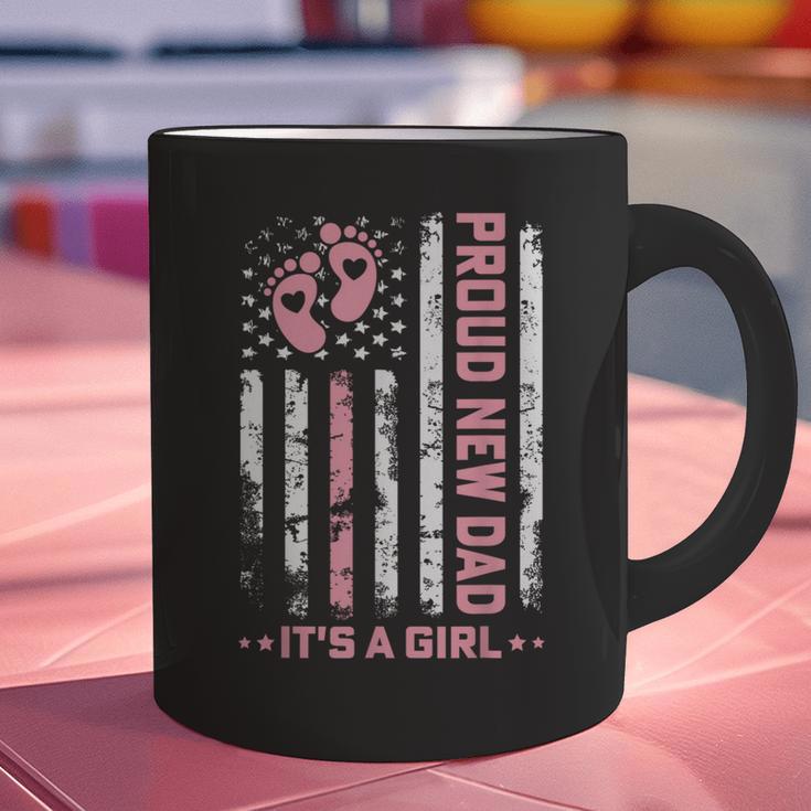 Proud New Dad New Girl Baby First Fathers Day American Flag Graphic Print Coffee Mug