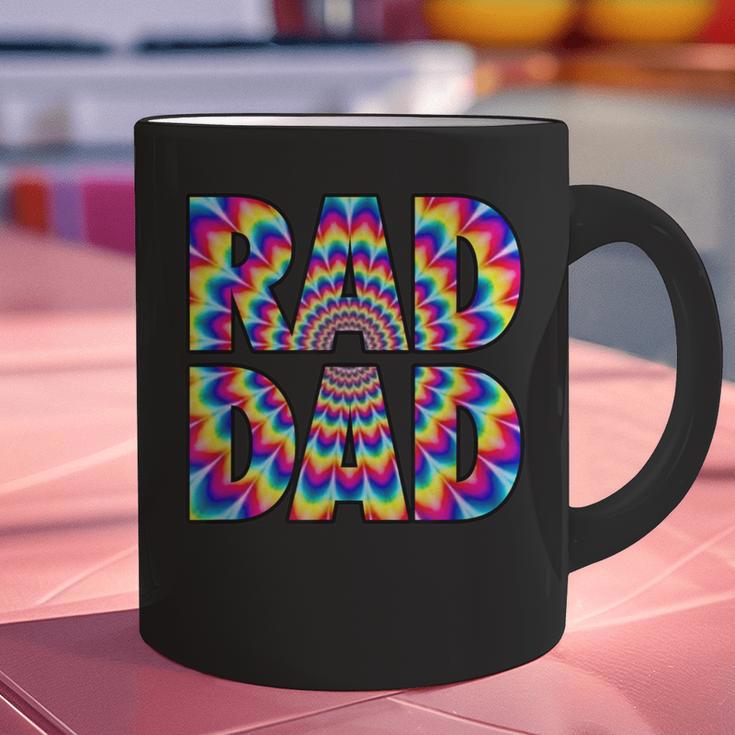 Rad Dad Trippy Hippie Tie-Dye Rainbow 70s Vibes Novelty Graphic Print Coffee Mug