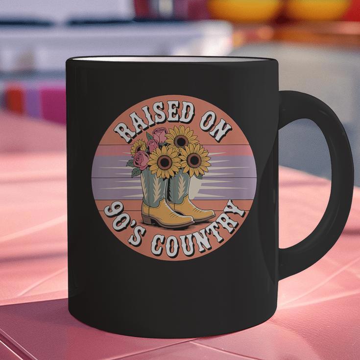 Raised On 90’s Country Women Retro Western Music Nostalgia Graphic Print Coffee Mug