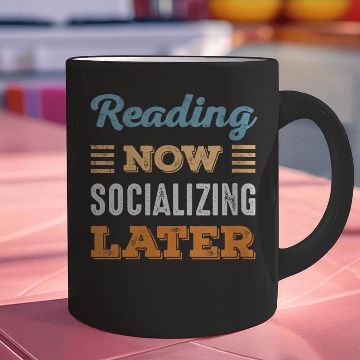 Reading Now Minimal Socializing Introvert Vintage Graphic Print Coffee Mug