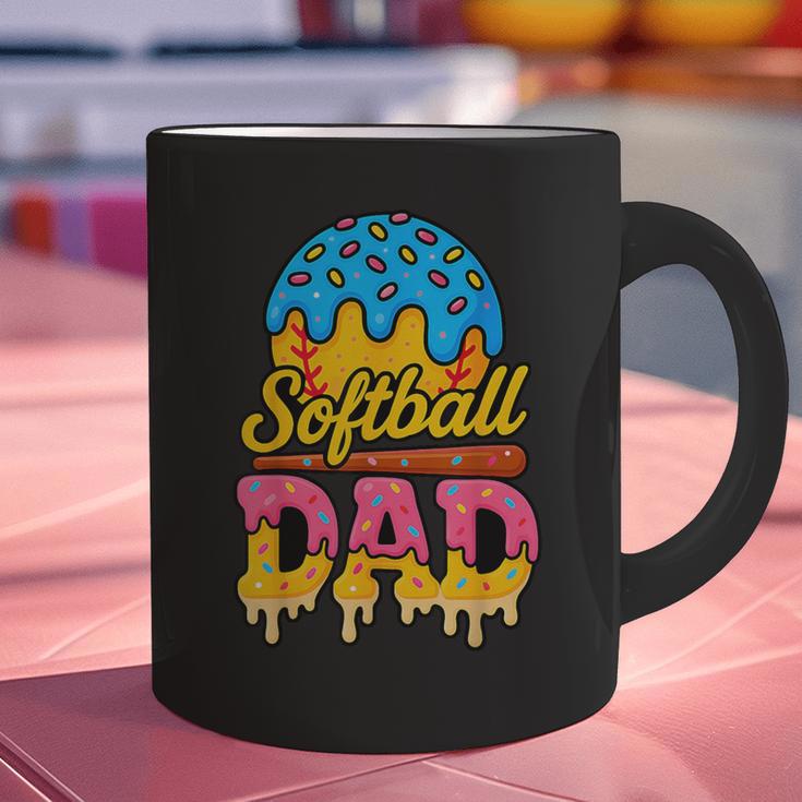 Retro Ice Cream Drip Softball Dad Game Day Dad Father's Day Graphic Print Coffee Mug