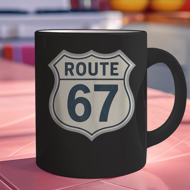 Retro Route 67 Highway Sign Vintage Road Nostalgia Graphic Print Coffee Mug