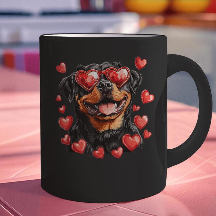 Rottweiler Heart Glasses Cute Rottie Dog Lover Mom Dad Kids Graphic Print Coffee Mug