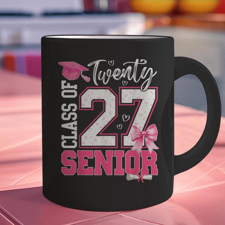 Senior 2027 Class Of 2027 Pink Coquette Bow Graduation Girl Graphic Print Coffee Mug