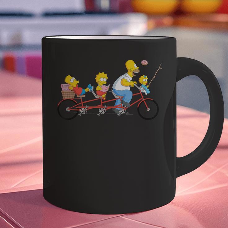 The Simpsons Father's Day Homer And Kids Bike Ride With Dad Graphic Print Coffee Mug