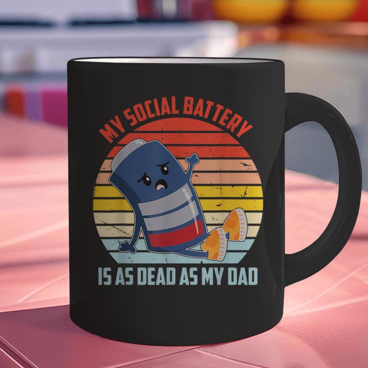 My Social Battery Is As Dead As My Dad Graphic Print Coffee Mug