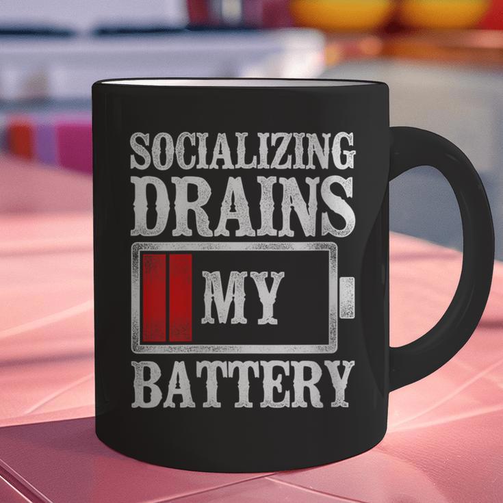 Socializing Drains My Battery Introvert Graphic Print Coffee Mug