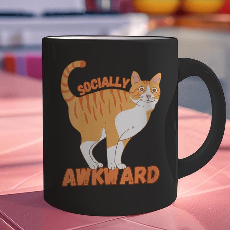 SOCIALLY AWKWARD FUNNY CAT ANTISOCIAL INTROVERT WEIRD Graphic Print Coffee Mug SOCIALLY AWKWARD FUNNY CAT ANTISOCIAL INTROVERT WEIRD Graphic Print Coffee Mug