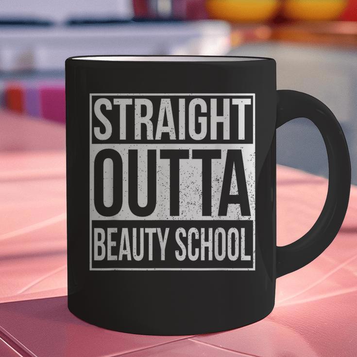 Straight Outta Beauty School Graduation Distressed Graphic Print Coffee Mug