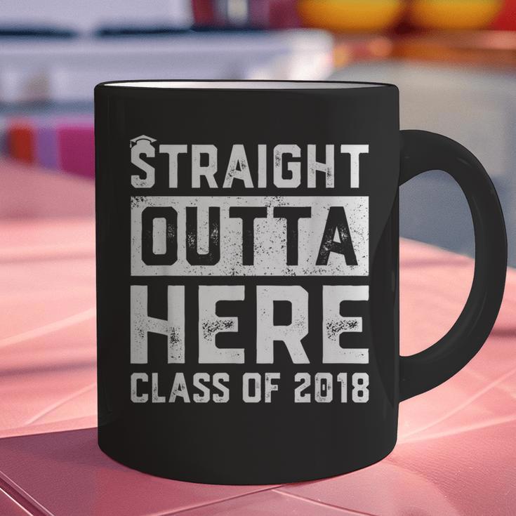 Straight Outta Here Class Of 2018 Senior Graduation Graphic Print Coffee Mug