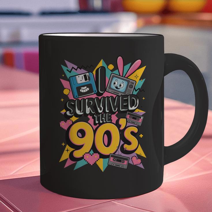 I Survived The 90s – Cute Retro Cartoon Nostalgia Graphic Print Coffee Mug