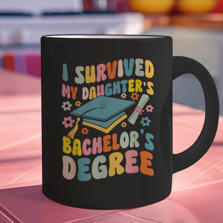 i Survived My Daughter's Bachelors Degree Groovy Graduation Graphic Print Coffee Mug