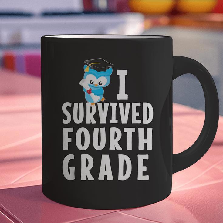 I Survived Fourth Grade Graduation Kids Owl Grad Graphic Print Coffee Mug