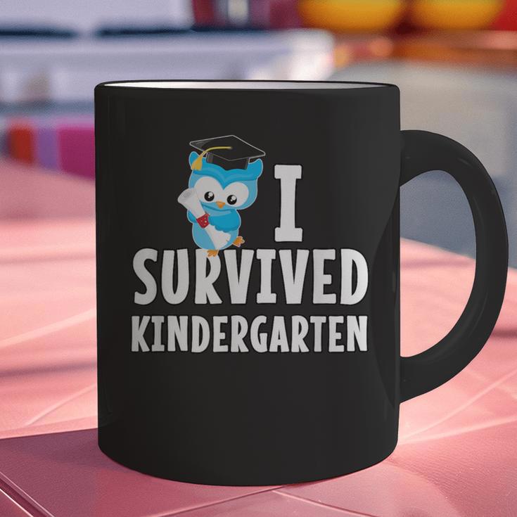 I Survived Kindergarten Graduation Kids Owl Grad Graphic Print Coffee Mug
