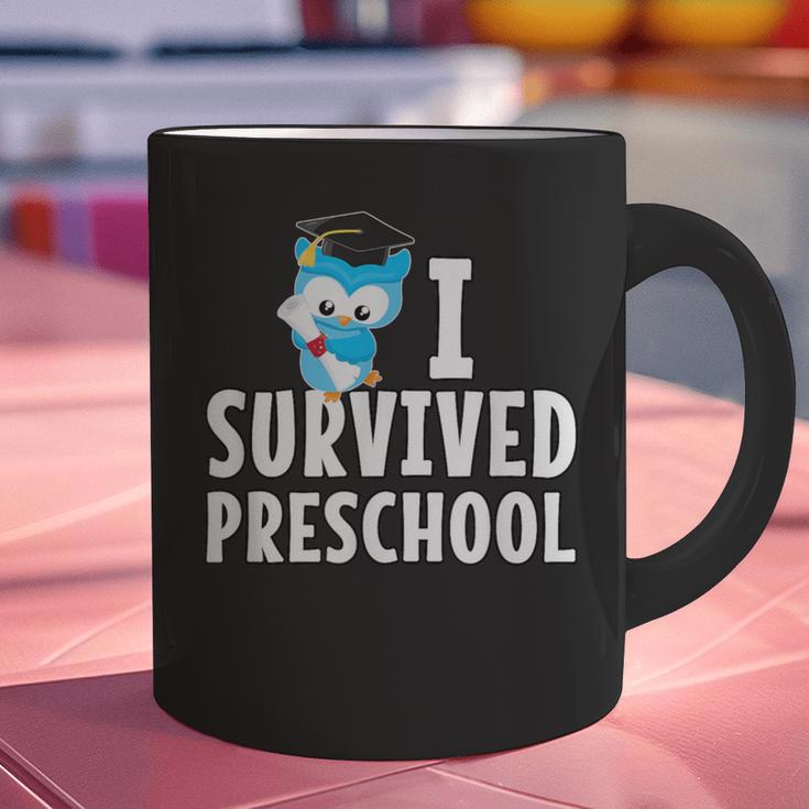 I Survived PreSchool Graduation Kids Owl Grad Shirt Graphic Print Coffee Mug