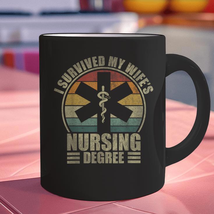 I Survived My Wife's Nursing Degree Nursing Graduation Graphic Print Coffee Mug
