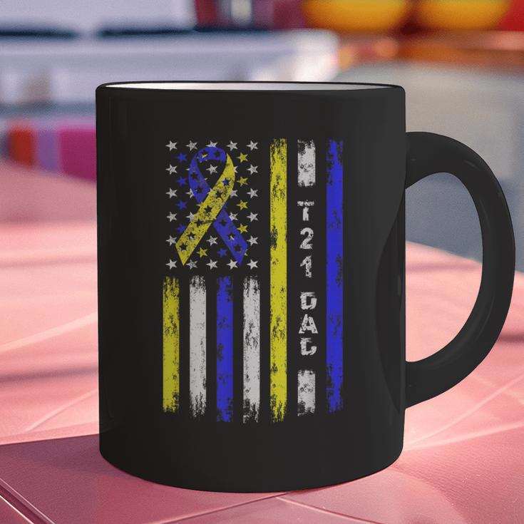 T21 Dad American Flag Down Syndrome Awareness Graphic Print Coffee Mug