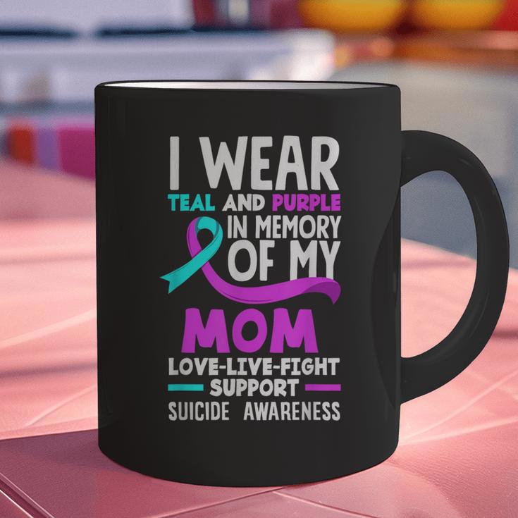 Teal & Purple In Memory Of My Mom Suicide Prevention Graphic Print Coffee Mug Teal & Purple In Memory Of My Mom Suicide Prevention Graphic Print Coffee Mug