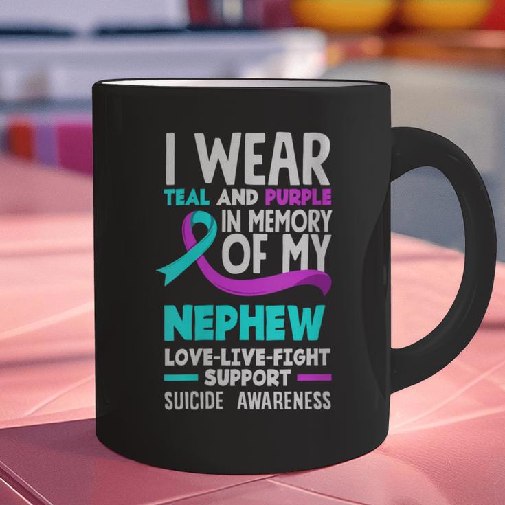 Teal & Purple In Memory Of My Nephew Suicide Prevention Graphic Print Coffee Mug Teal & Purple In Memory Of My Nephew Suicide Prevention Graphic Print Coffee Mug