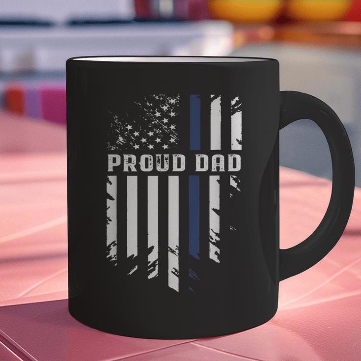 Thin Blue Line Proud Dad Police Family T-Shirt Graphic Print Coffee Mug