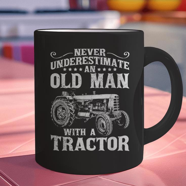 Never Underestimate An Old Man Tractor Farmer Dad Graphic Print Coffee Mug