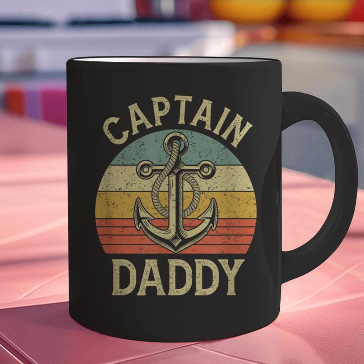 Vintage Captain Daddy Boat Pontoon Dad Fishing Sailor Anchor Graphic Print Coffee Mug