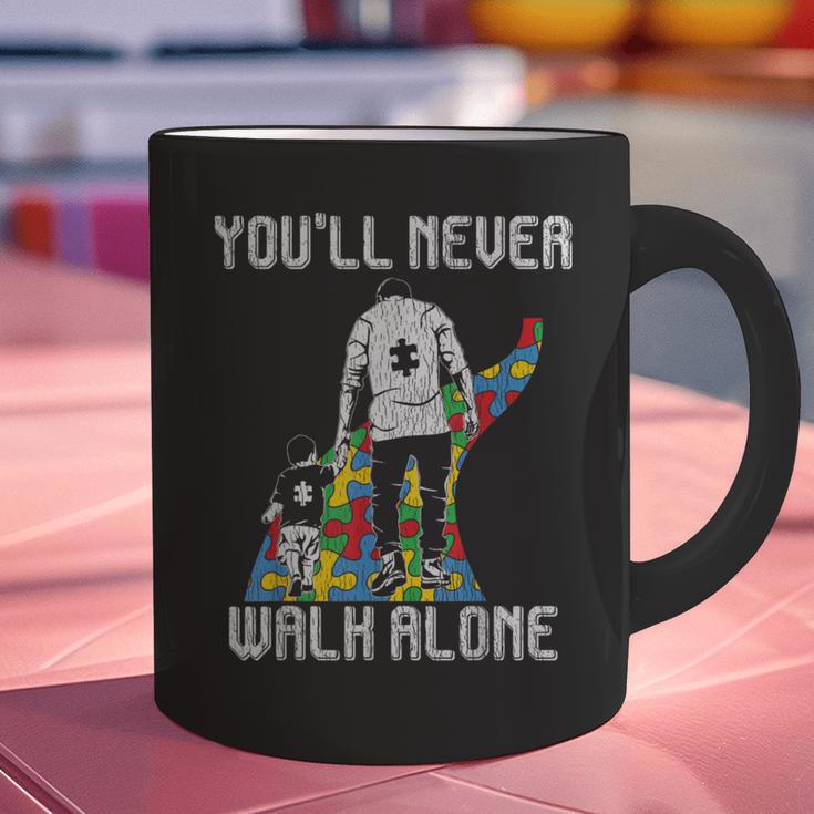 Vintage Father Son Family Autistic Kids Autism Awareness Dad Graphic Print Coffee Mug
