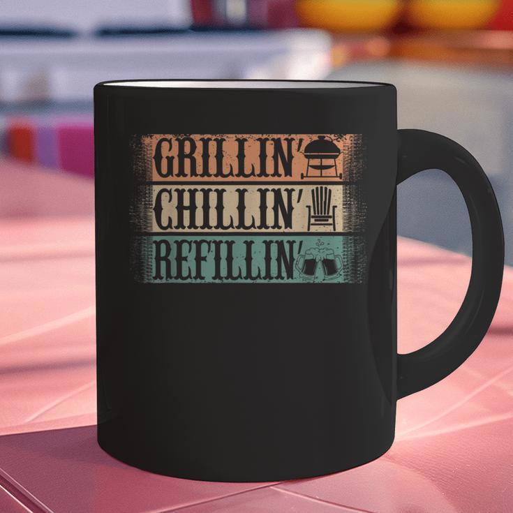 Vintage Grill Dad Grilling Chilling Refilling Graphic Print Coffee Mug