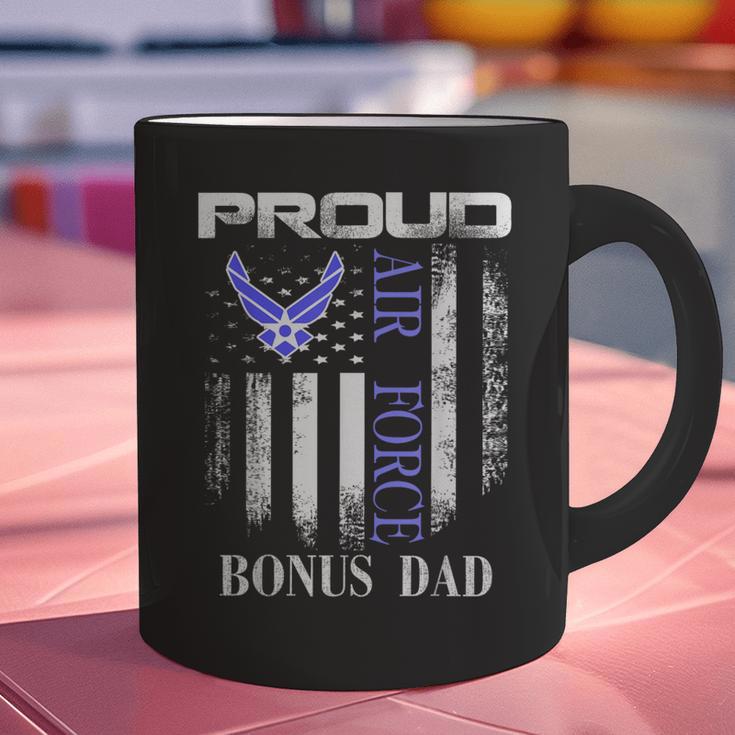 Vintage Proud Air Force Bonus Dad With American Flag Graphic Print Coffee Mug