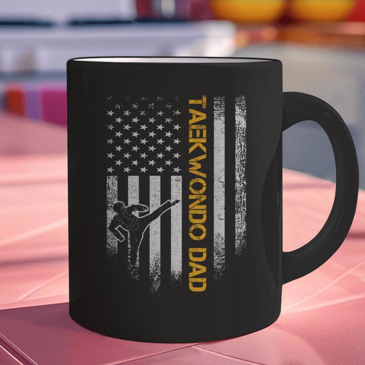 Vintage USA Flag Korea Taekwondo Training Dad Silhouette Graphic Print Coffee Mug