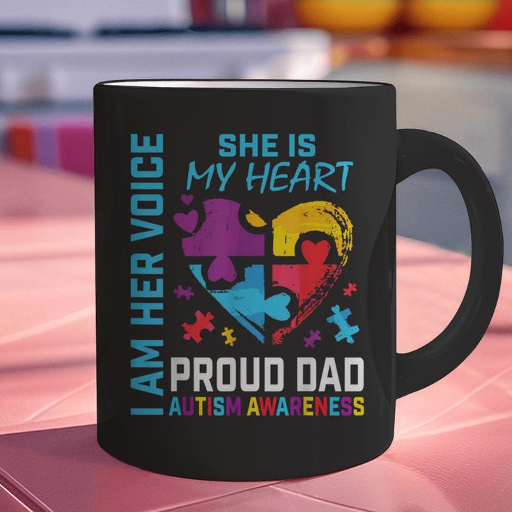 I Am Her Voice She Is My Heart Autism Awareness Daughter Dad Graphic Print Coffee Mug