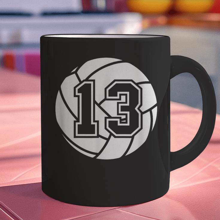Volleyball Player 13 Volleyball Mom Dad Jersey Number 13 Graphic Print Coffee Mug