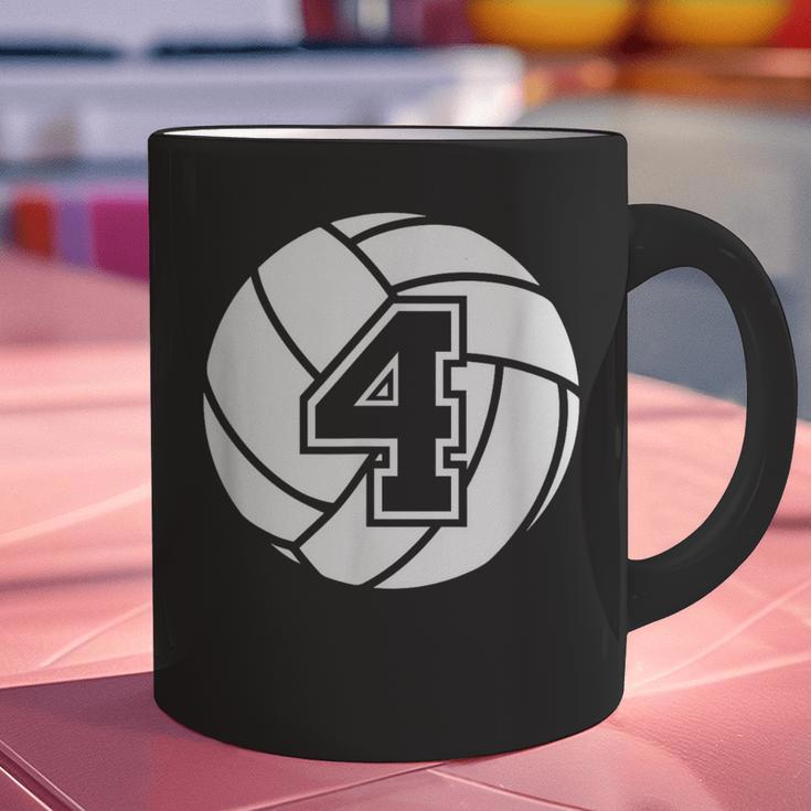 Volleyball Player 4 Volleyball Mom Dad Jersey Number 4 Graphic Print Coffee Mug