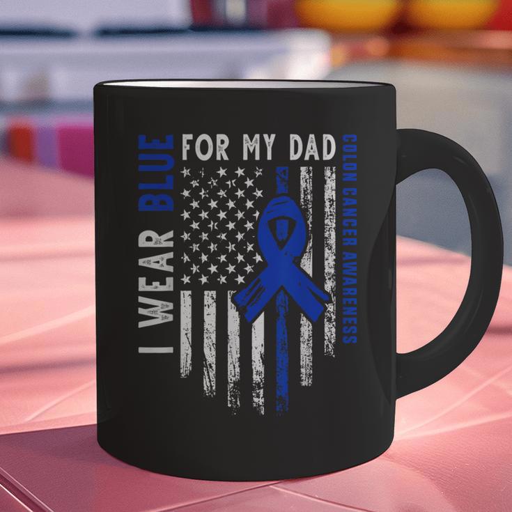 I Wear Blue For My Dad Colon Cancer Awareness Blue USA Flag Graphic Print Coffee Mug