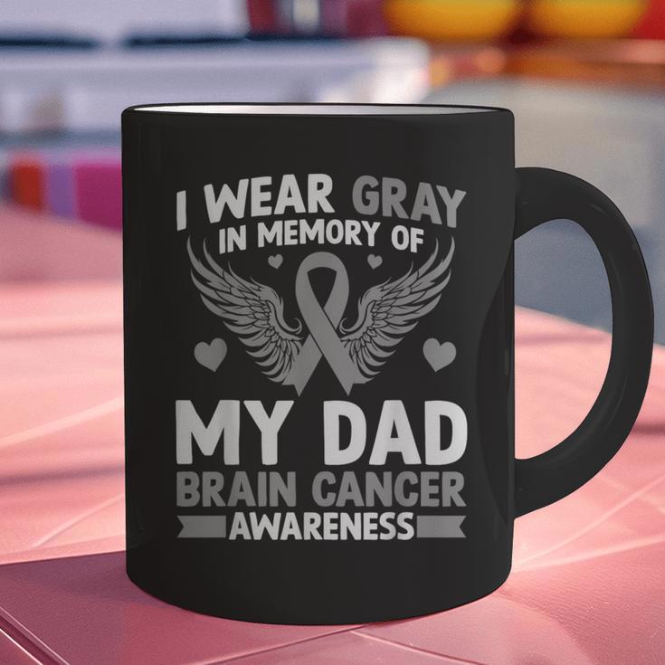 I Wear Gray In Memory Of My Dad Brain Cancer Awareness Graphic Print Coffee Mug