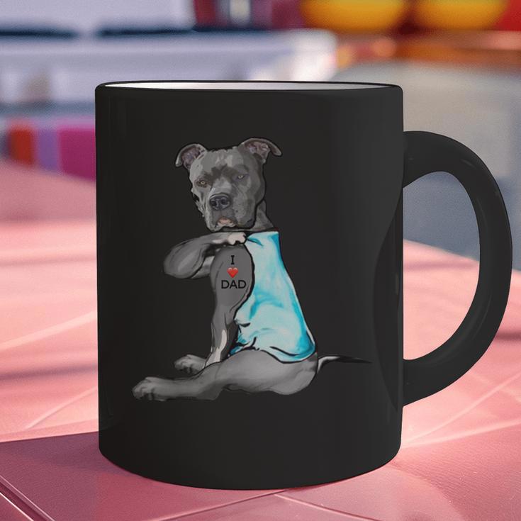 Women Dog Pitbull I Love Dad Tattoo Graphic Print Coffee Mug Women Dog Pitbull I Love Dad Tattoo Graphic Print Coffee Mug