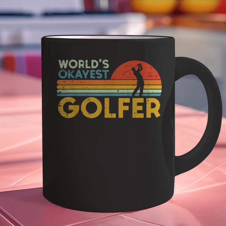 Worlds Okayest Golfer Retro Golf Joke Dad Men Women Kids Graphic Print Coffee Mug
